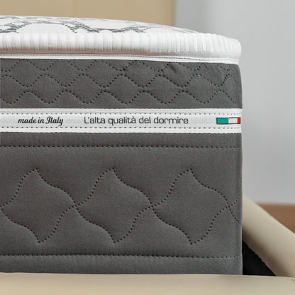 Colchón de Muelles Ensacados y Memory Foam, 25 cm de Altura - Revestimiento Carbon | Zefiro