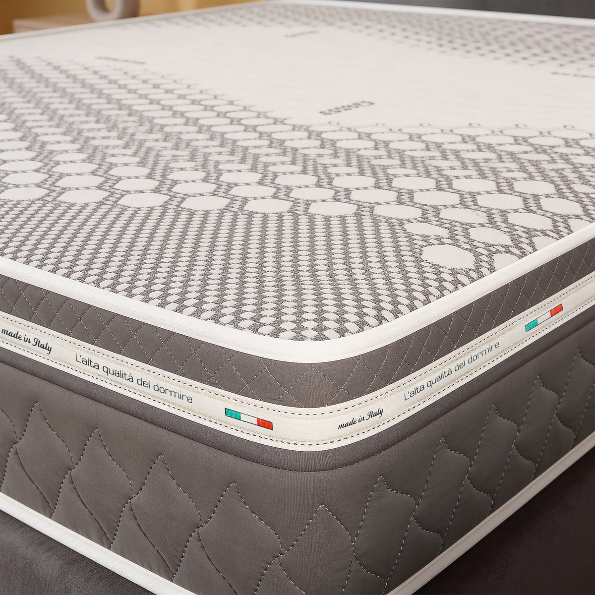 Colchón de Muelles Ensacados y Memory Foam, 25 cm de Altura - Revestimiento Carbon | Zefiro