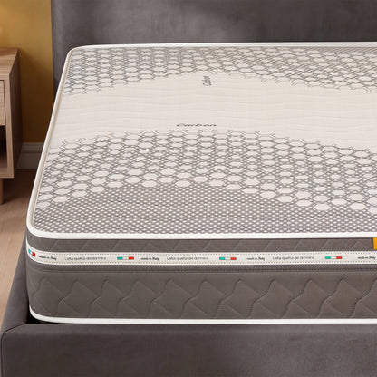 Colchón de Muelles Ensacados y Memory Foam, 25 cm de Altura - Revestimiento Carbon | Zefiro